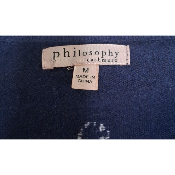 100% Cashmere Sweater Philosophy Navy/Frost White Polka Dot Size M - Picture 2 of 12